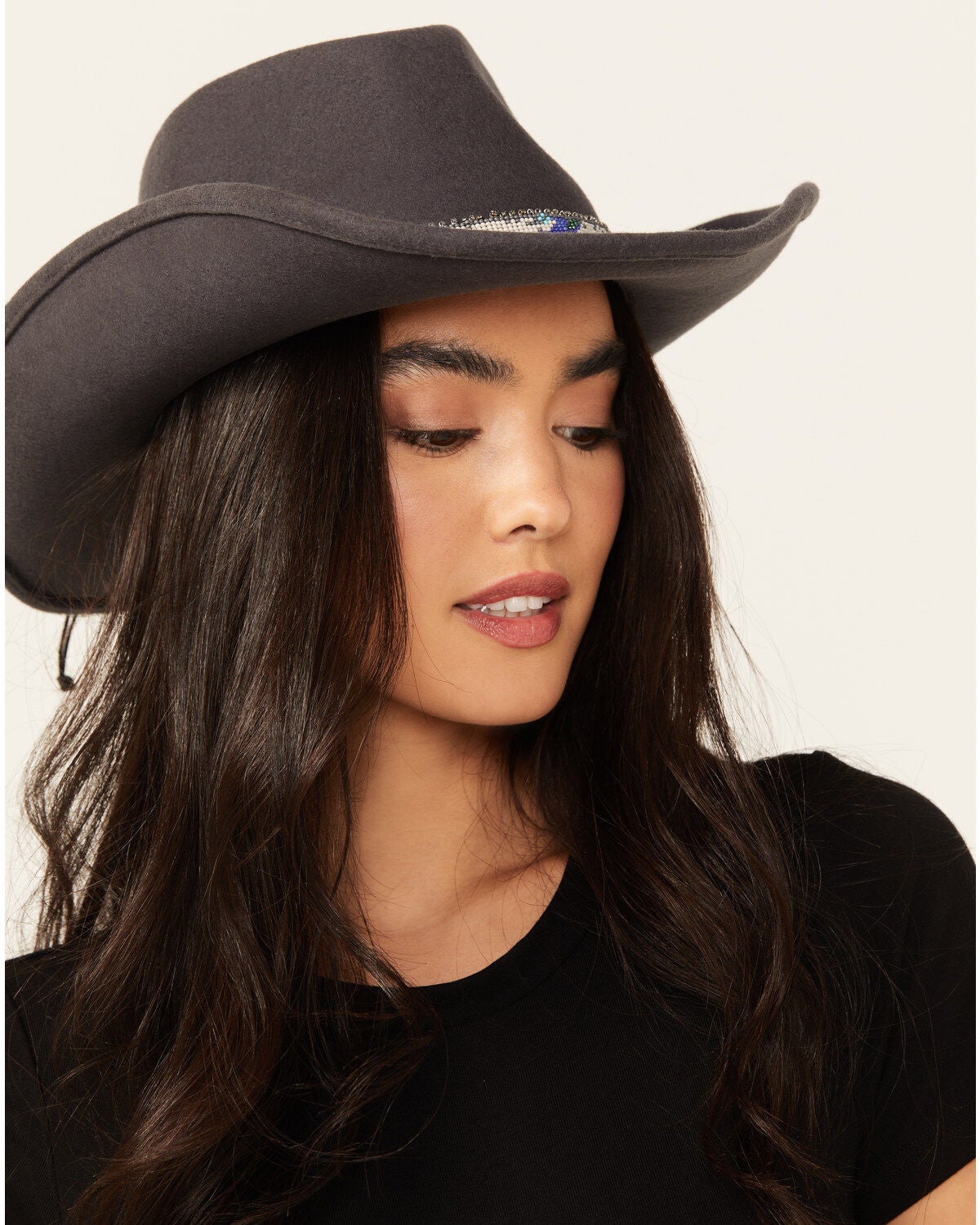 Nikki Beach Women's Mica Felt Western Fashion Hat, Grey, hi-res