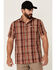 Image #1 - Columbia Men's Lakeside Trail Large Plaid Short Sleeve Button Down Western Shirt , Brown, hi-res