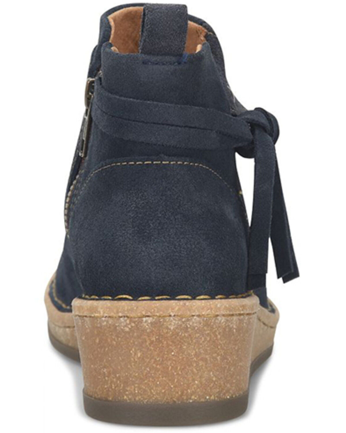Image #5 - Born Women Vaughn Wedge Booties - Round Toe, Navy, hi-res