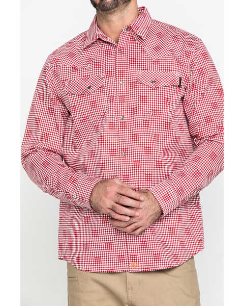 Image #4 - Cody James Men's FR Geo Print Long Sleeve Work Shirt , Red, hi-res