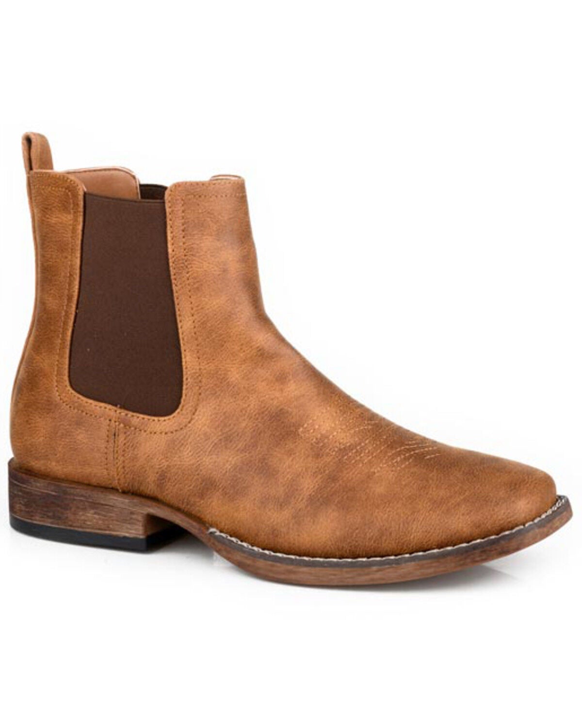 Roper Men's Logan Chelsea Boots - Broad Square Toe, Tan, hi-res