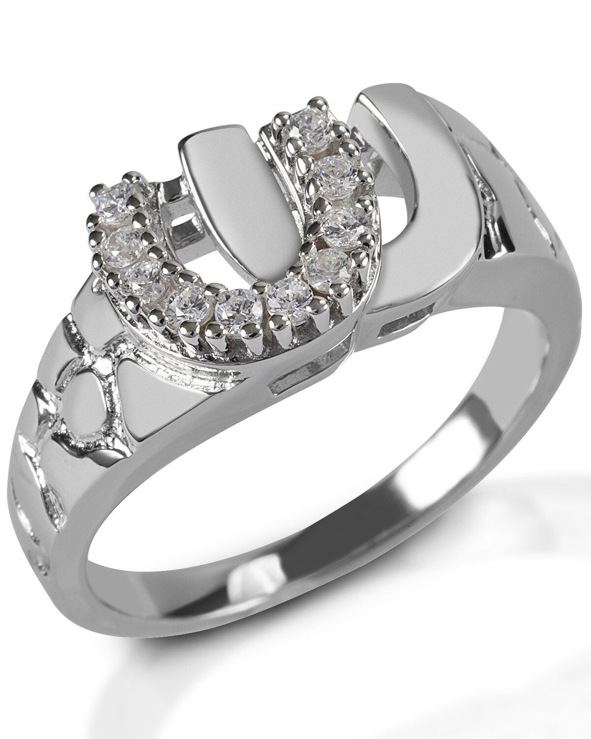 Kelly Herd Men's Double Horseshoe Ring, Silver, hi-res