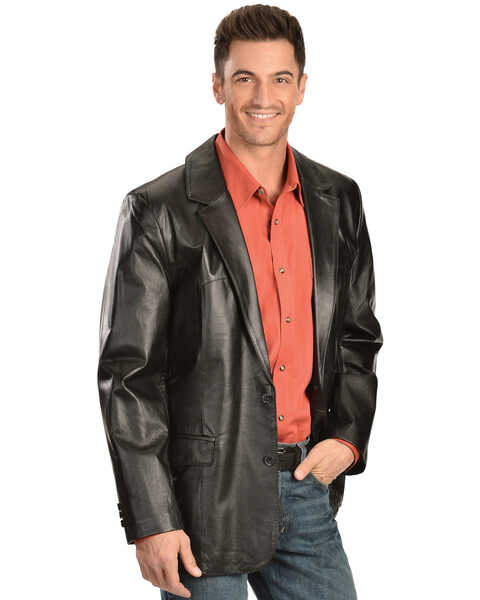 Image #2 - Men's Western Leather Blazer, , hi-res