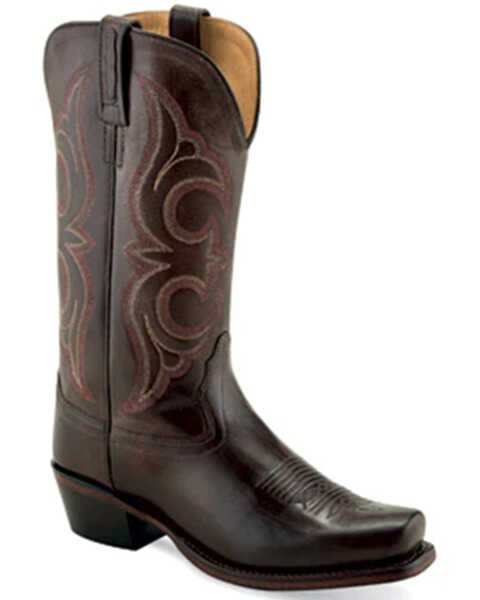 Old West Women's Western Boots - Square Toe , Dark Brown, hi-res