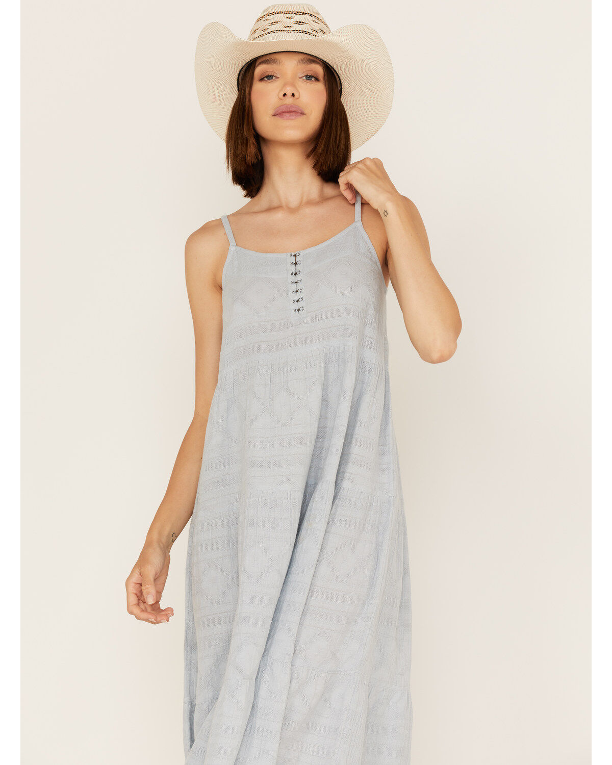 Image #3 - Cleo + Wolf Women's Tiered Relaxed Fit Midi Dress, Steel Blue, hi-res
