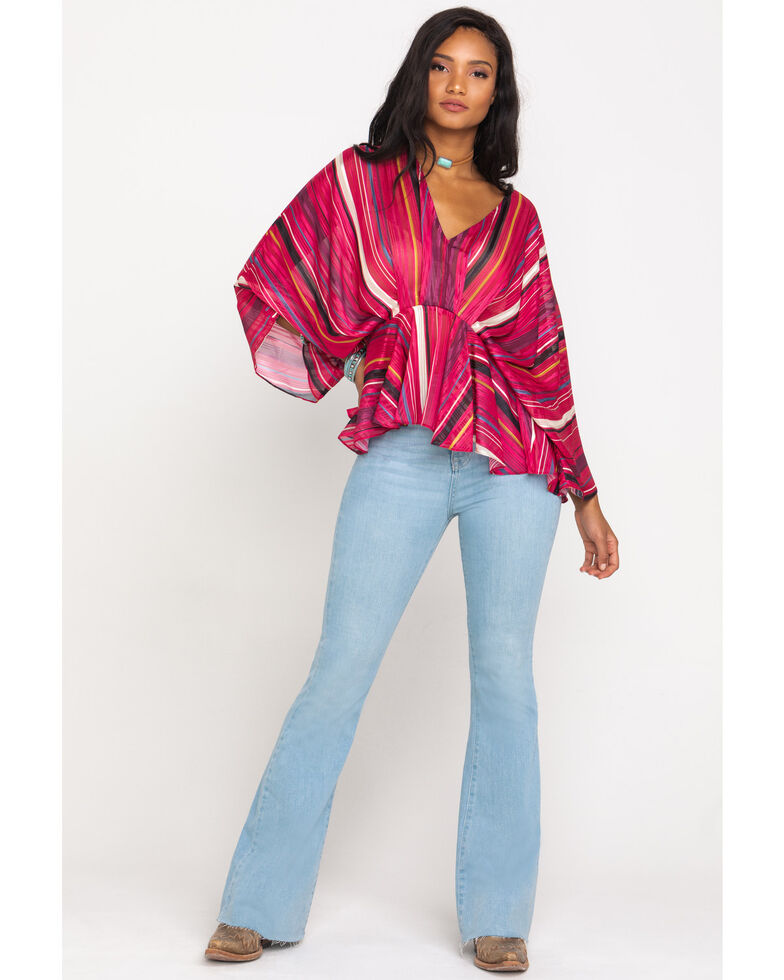 Flying Tomato Women S Lurex Stripe Flutter Top Boot Barn