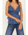 Tempted Women's Crochet Tiered Crop Cami, Blue, hi-res