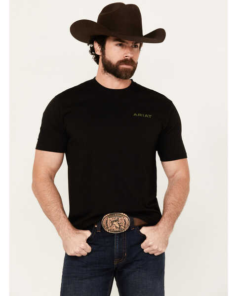 Ariat Men's Camo Corps Logo Short Sleeve Graphic T-Shirt , Black, hi-res