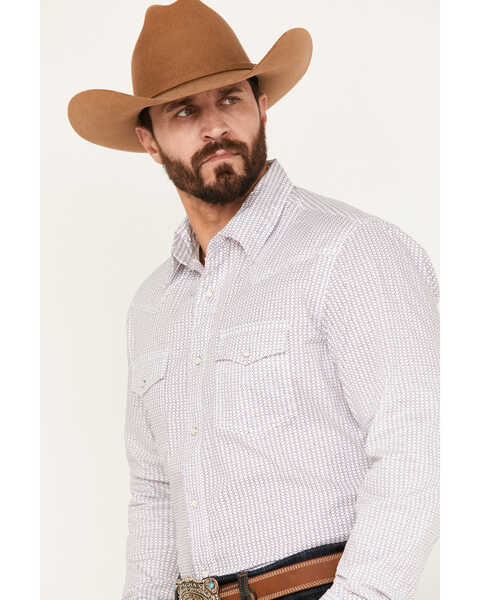 Image #2 - Wrangler 20X Men's Advanced Comfort Geo Print Long Sleeve Snap Western Shirt, Purple, hi-res
