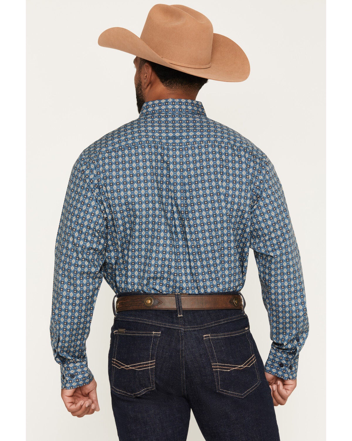 Image #4 - Ariat Men's Lex Geo Print Long Sleeve Button-Down Western Shirt, Blue, hi-res