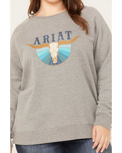 Ariat Women's R.E.A.L. Pacific Steerhead Sweatshirt - Plus, Heather Grey, hi-res