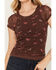 Image #3 - Wild Moss Women's Hat Print Mesh Short Sleeve Shirt, Brown, hi-res