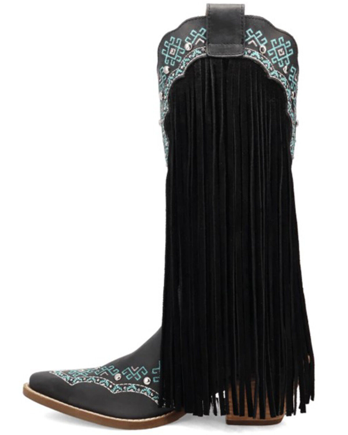 Image #3 - Dingo Women's Tequila Sunrise Fringe Western Boots - Snip Toe, Black, hi-res