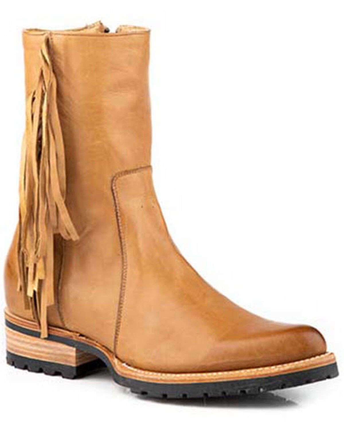 Stetson Women's Jenna Fringe Booties - Round Toe, Brown, hi-res