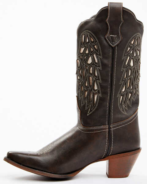 Laredo Women's Heart Angel Wing Cowboy Western Boot - Snip Toe, Dark Brown, hi-res