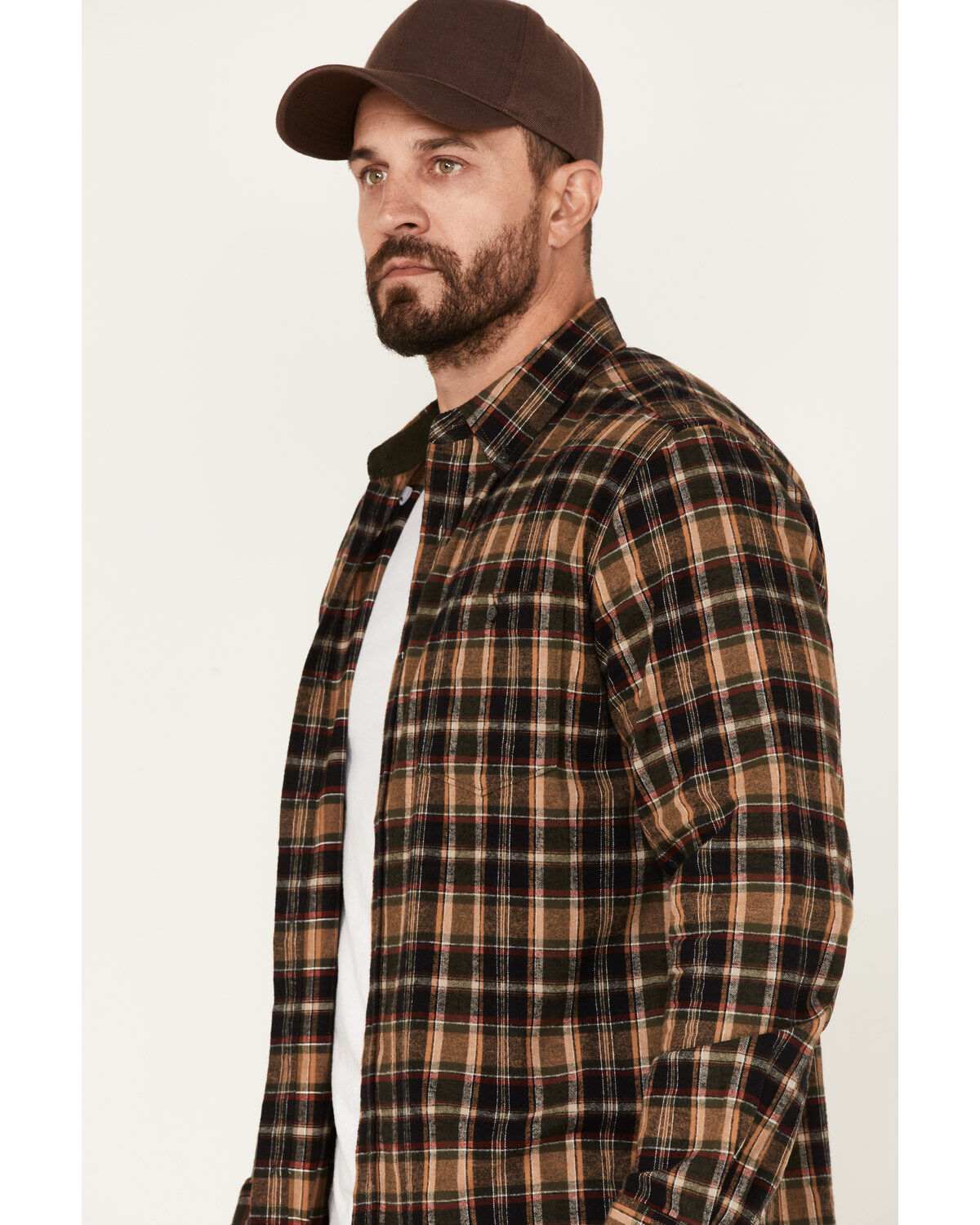 Image #2 - North River Men's Small Plaid Print Long Sleeve Button-Down Flannel Shirt, Green, hi-res