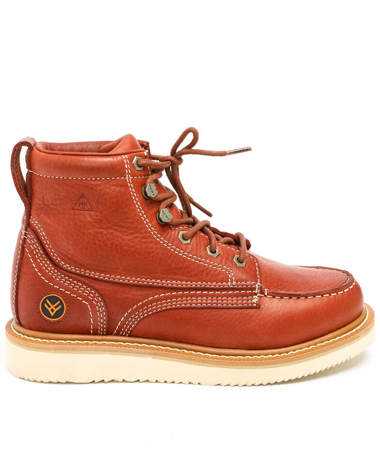 wedge sole moc toe work boots