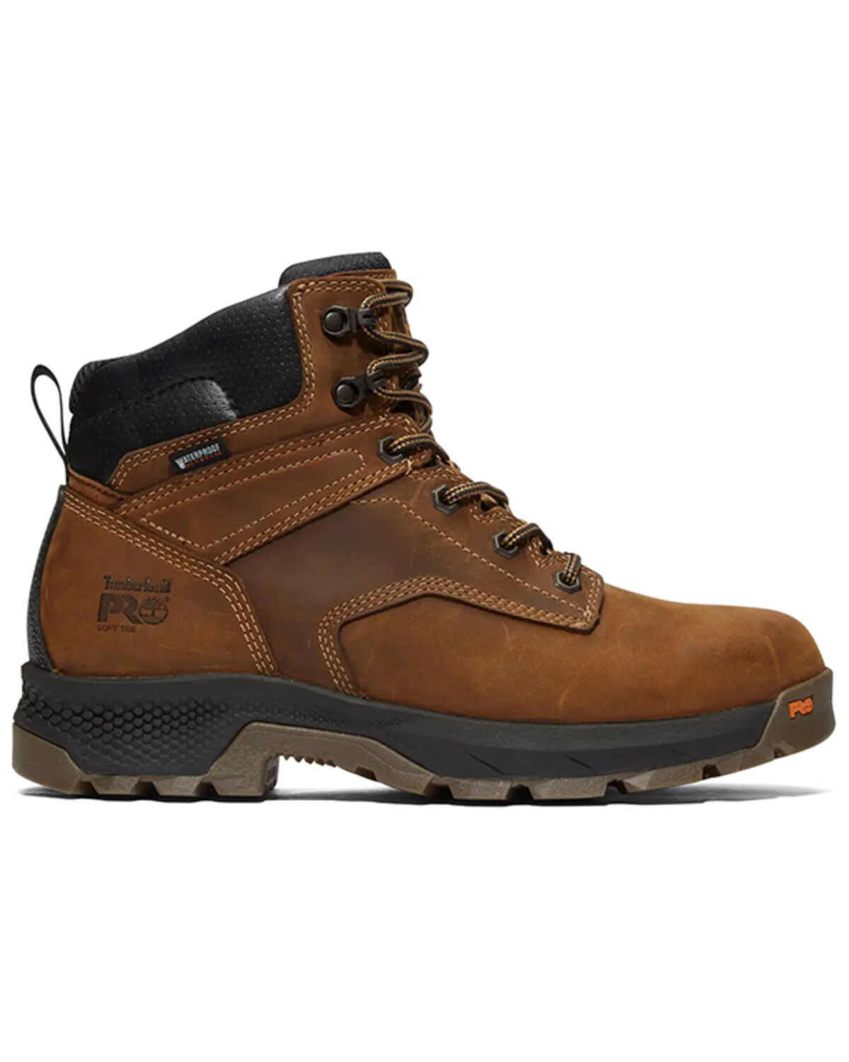 Timberland PRO Men's TiTAN EV 6" Waterproof Work Boots - Soft Toe, Brown, hi-res