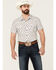 Dale Brisby Men's Taupe Southwestern Geo Print Short Sleeve Snap Western Shirt , Taupe, hi-res