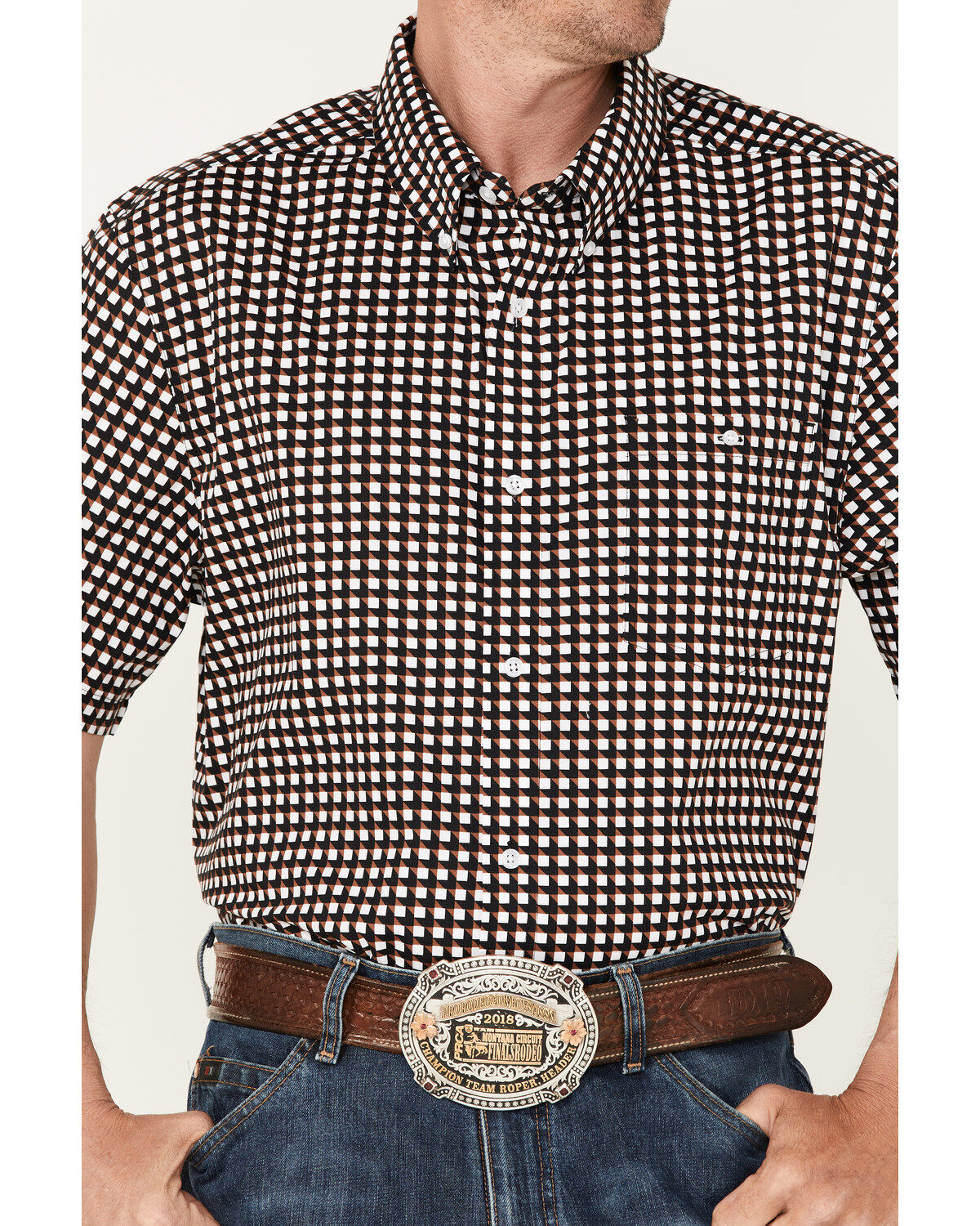 Image #3 - RANK 45® Men's Bruiser Geo Print Button-Down Western Shirt, Multi, hi-res
