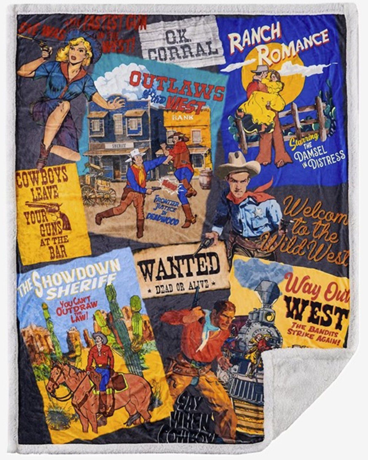 Image #1 - HiEnd Accents Bandits & Heroes Campfire Sherpa Throw Blanket, Multi, hi-res