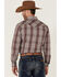 Image #4 - Rough Stock By Panhandle Men's Ombre Plaid Print Long Sleeve Pearl Snap Western Shirt, Maroon, hi-res