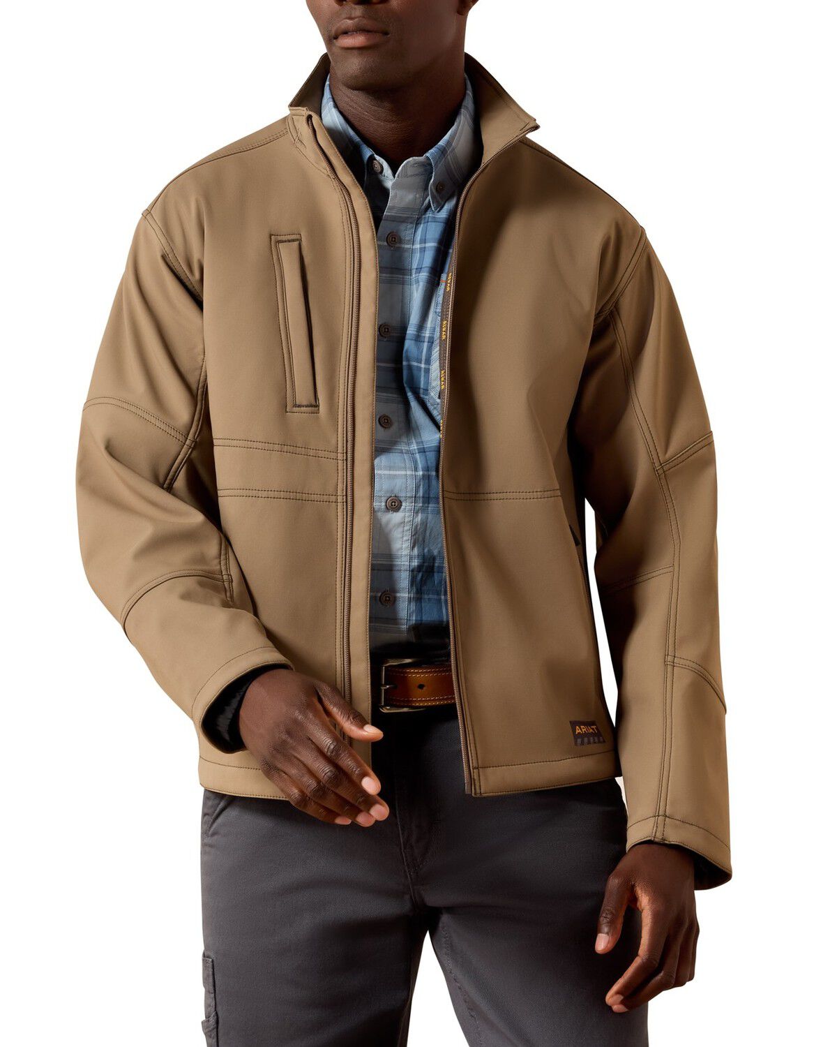 Image #1 - Ariat Men's Rebar Stretch Canvas Softshell Jacket, Brown, hi-res