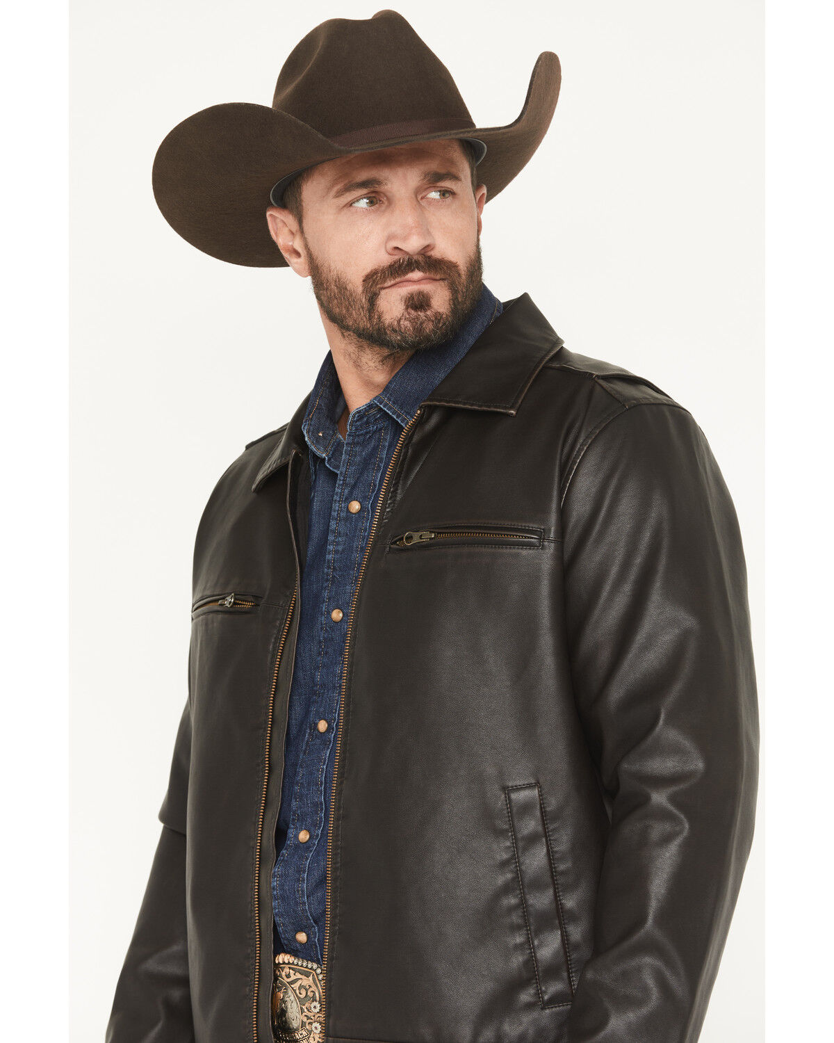 Image #2 - Cody James Men's Faux Leather Moto Jacket - Big, Dark Brown, hi-res