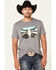 Image #3 - Rock & Roll Denim Men's Longhorn Graphic T-Shirt , Grey, hi-res