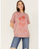 Image #1 - Girl Dangerous Women's Floral Cowgirl Boots Graphic Oversized Tee, Pink, hi-res