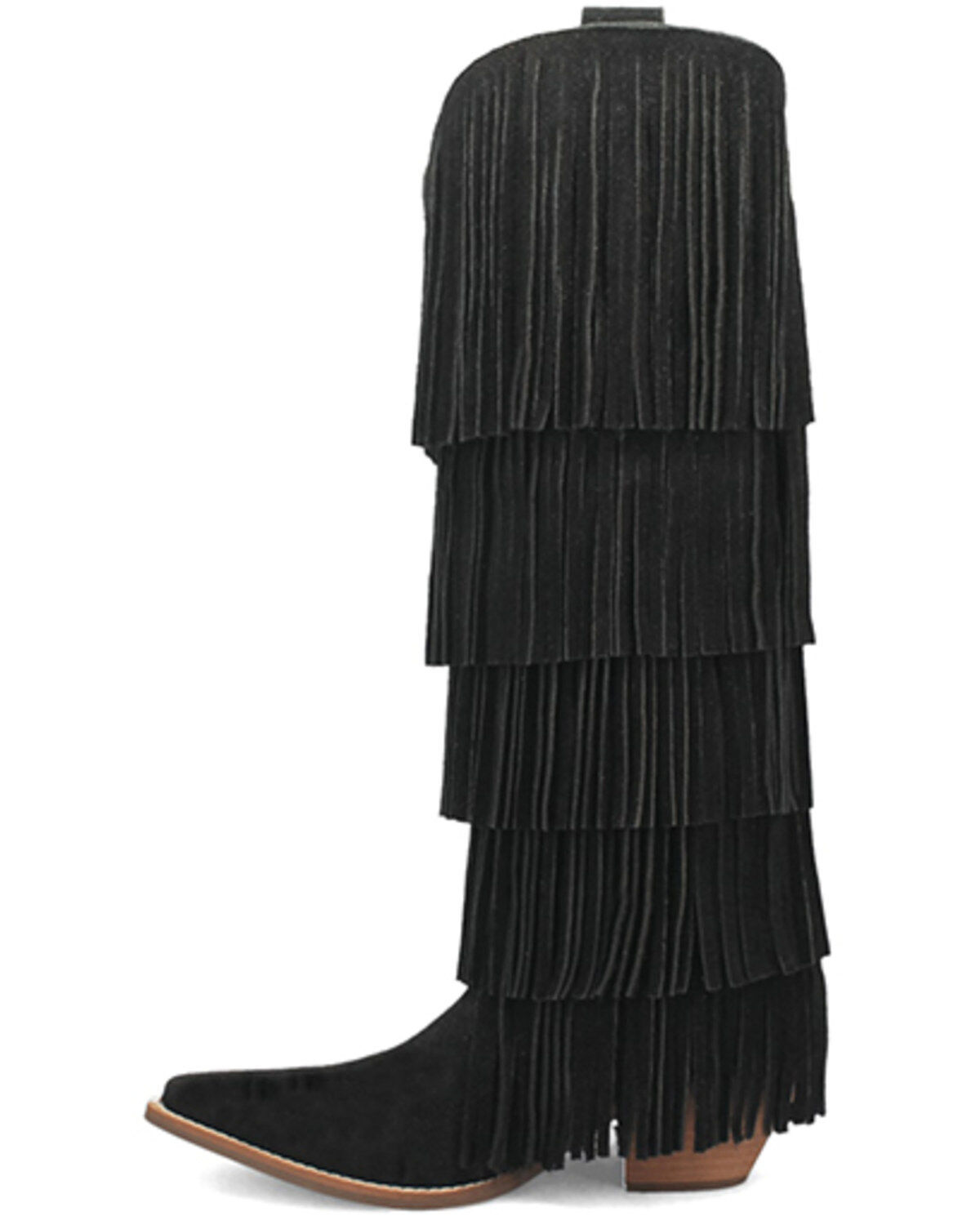 Image #3 - Dingo Women's Wild Child Suede Fringe Tall Western Boots - Snip Toe, Black, hi-res