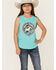 Image #1 - Rock & Roll Denim Girls' Horse Graphic Tank Top, Teal, hi-res