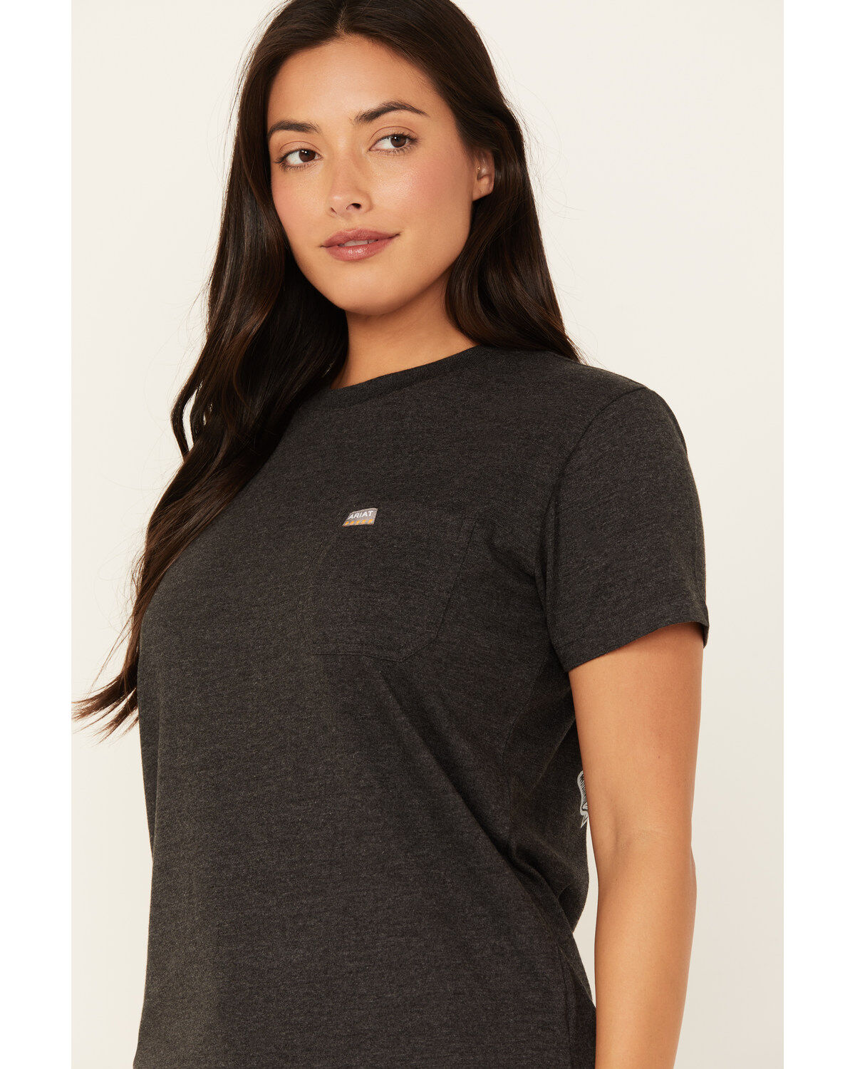 Image #3 - Ariat Women's Rebar Cotton Strong Short Sleeve Work Tee, Charcoal, hi-res