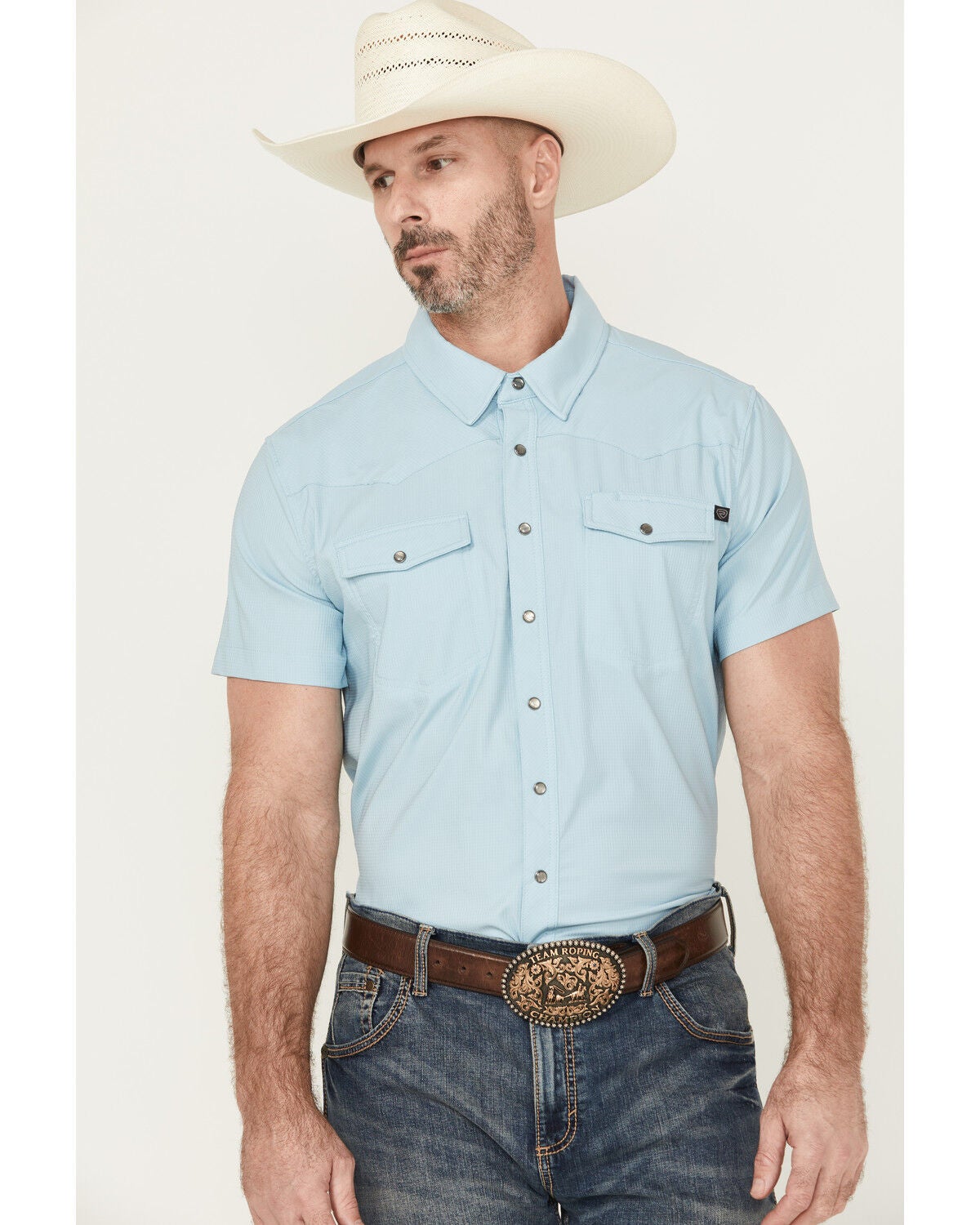 Image #1 - Rock & Roll Denim Men's Solid Tek Short Sleeve Snap Western Shirt, , hi-res