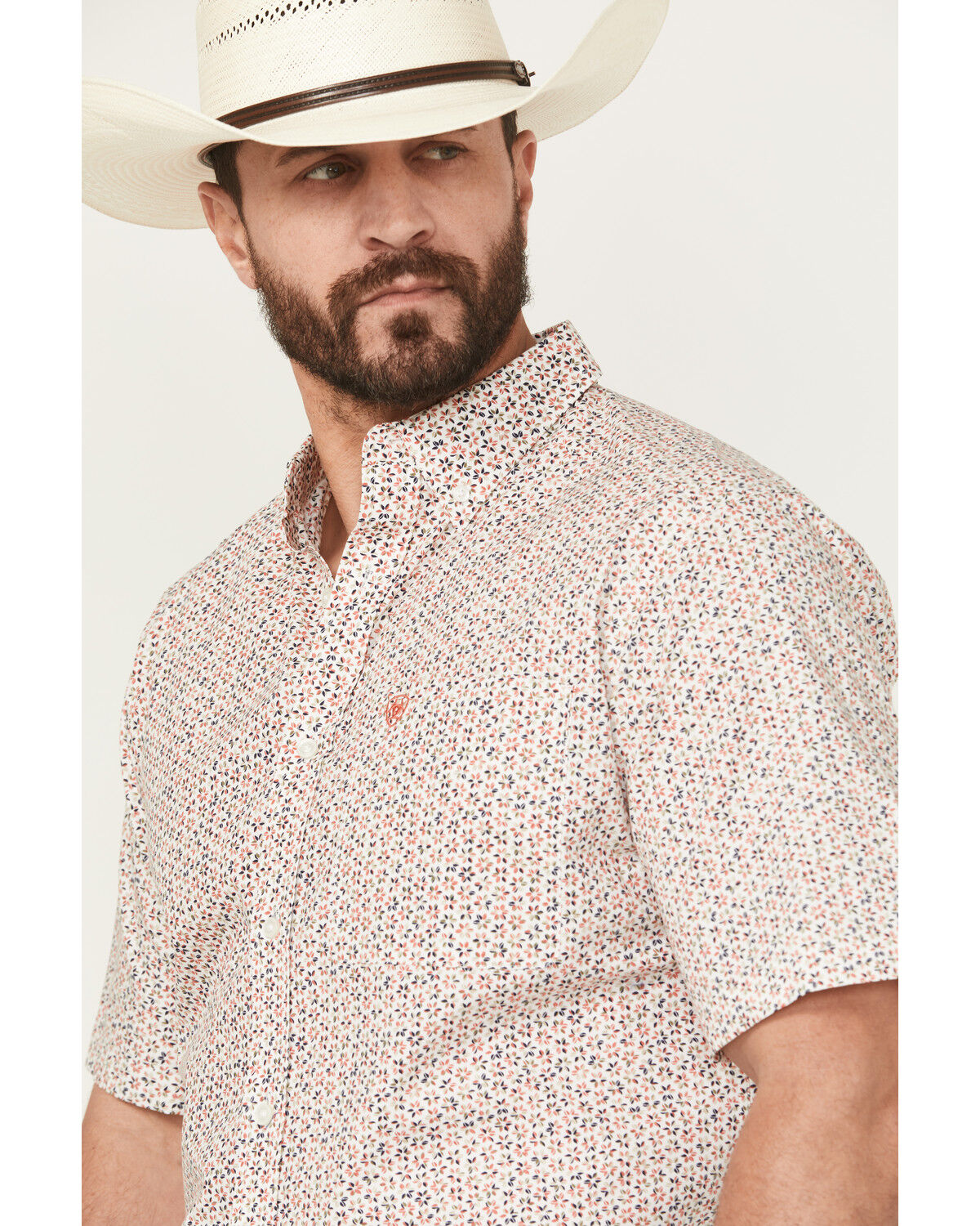 Image #2 - Ariat Men's Chapman Printed Short Sleeve Button-Down Western Shirt - Tall, White, hi-res
