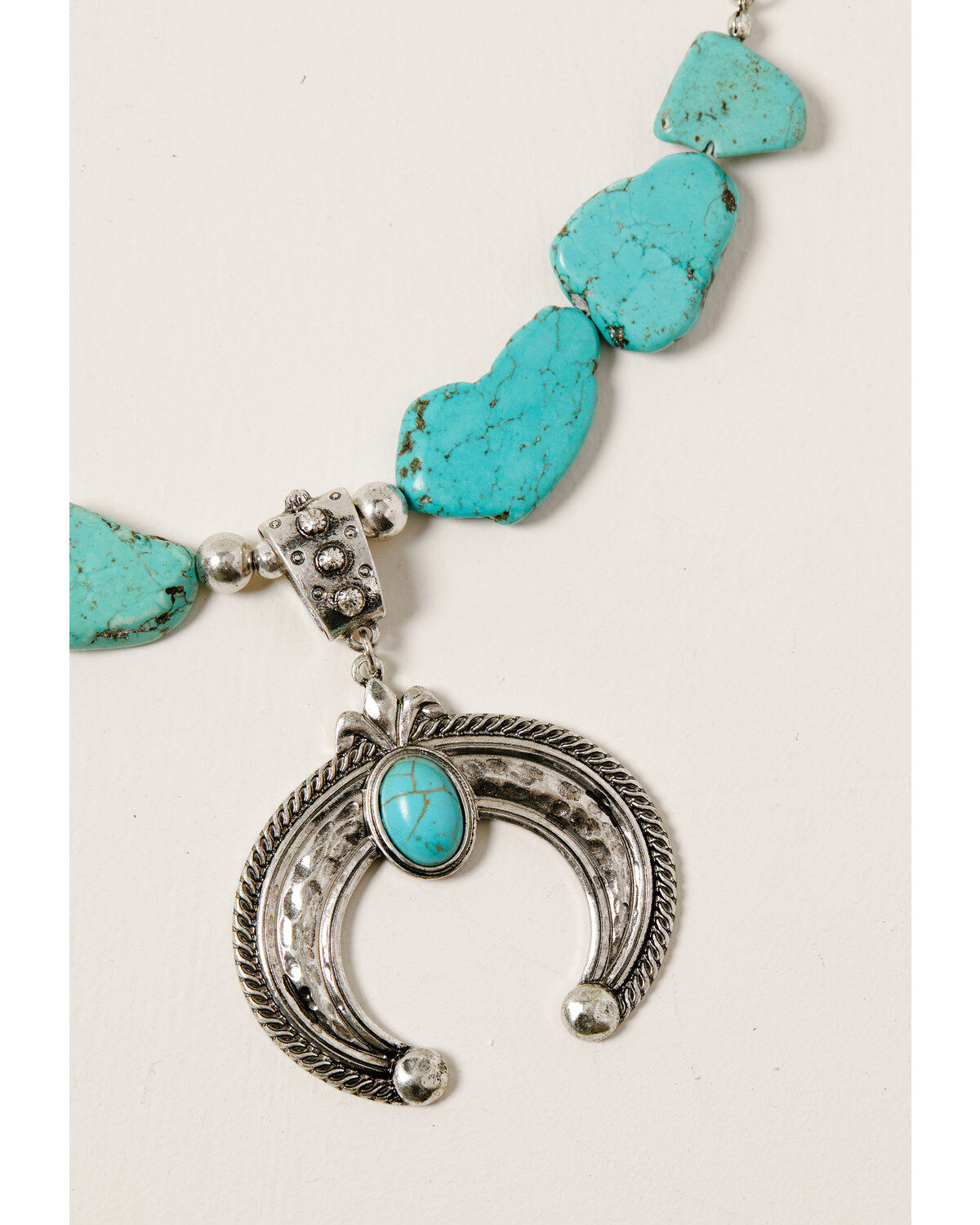 Image #2 - Shyanne Women's Midnight Sky Squash Blossom Turquoise Stone Necklace, Silver, hi-res
