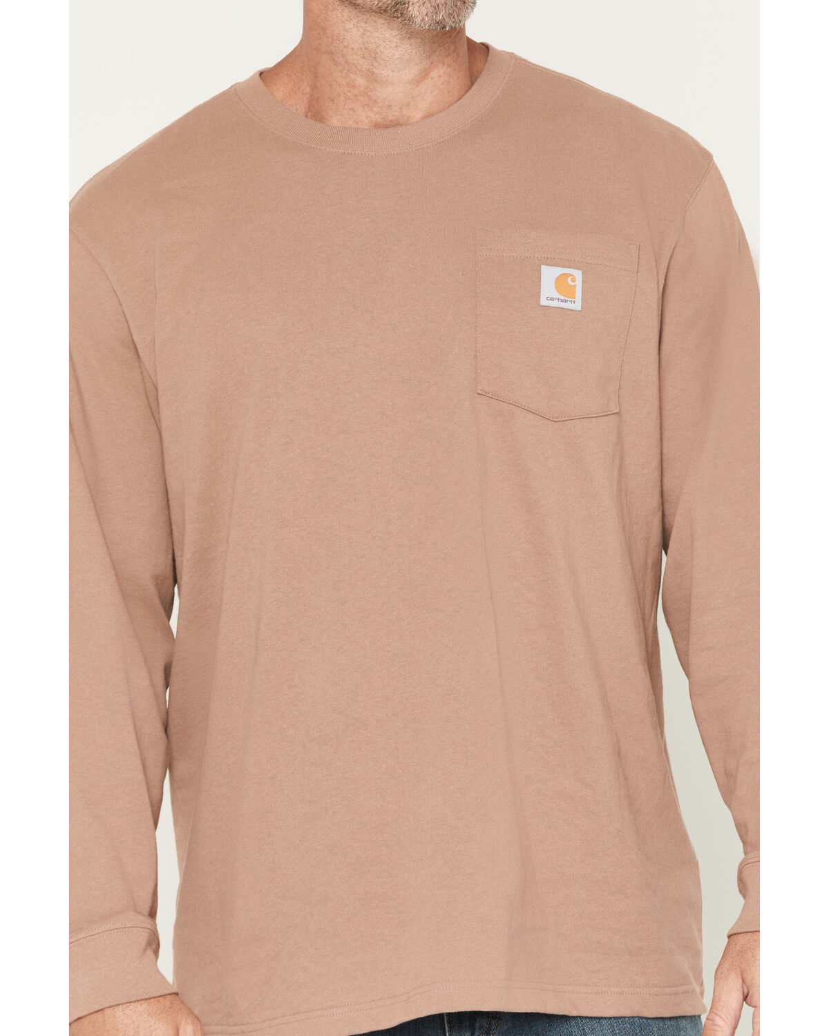 Image #3 - Carhartt Men's Loose Fit Heavyweight Long Sleeve Pocket Work T-Shirt, Lt Brown, hi-res