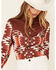 Image #2 - Ranch Dress'n Women's Southwestern Bandera Print Long Sleeve Snap Western Shirt, Rust Copper, hi-res