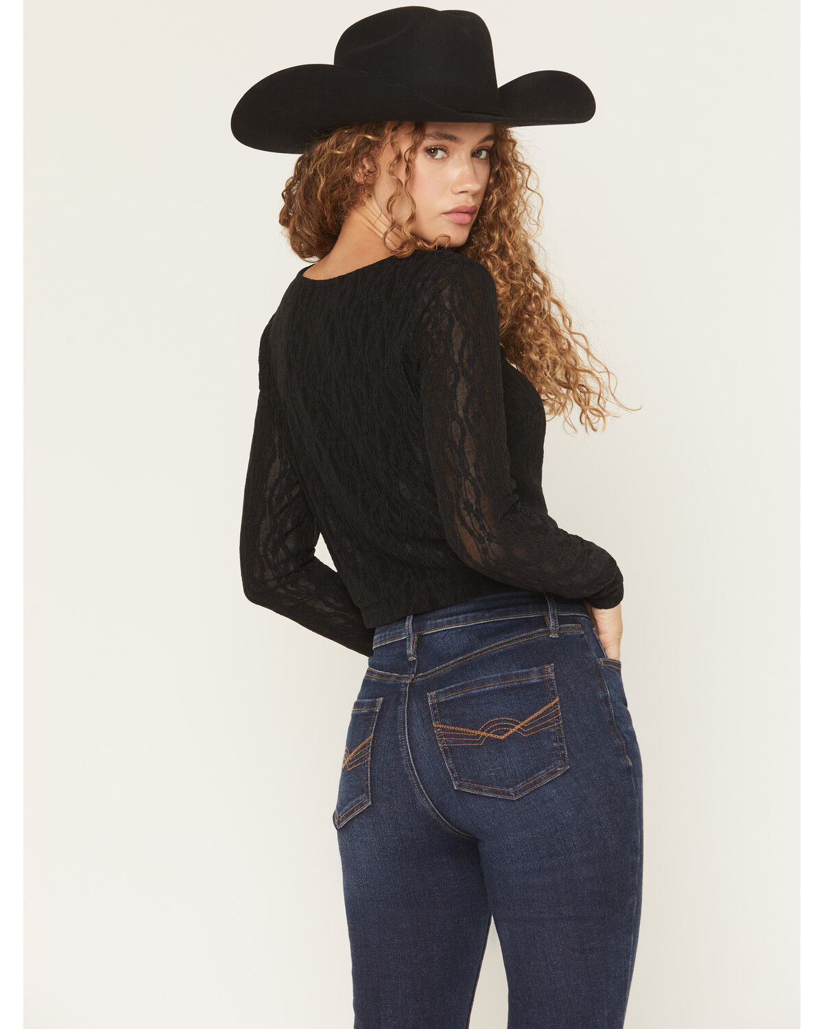 Image #4 - Idyllwind Women's Wind Song Lace Long Sleeve Lace-Up Shirt, Black, hi-res