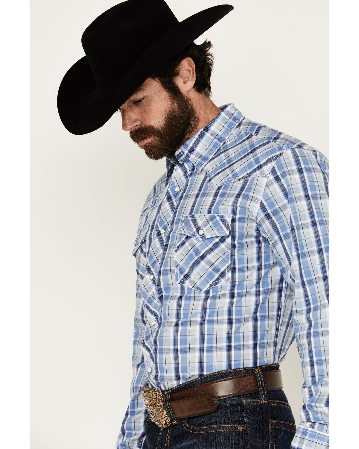 Image #2 - Wrangler 20X Men's Advanced Comfort Plaid Print Long Sleeve Snap Western Shirt, , hi-res