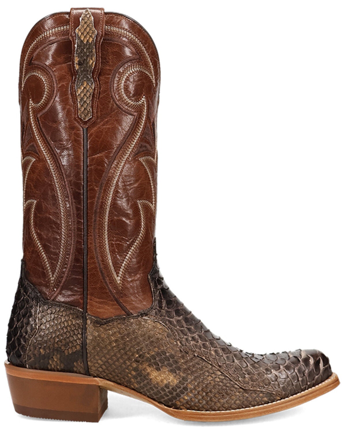 Image #2 - Dan Post Men's Bay Apache Exotic Python Western Boots - Round Toe, Brown, hi-res