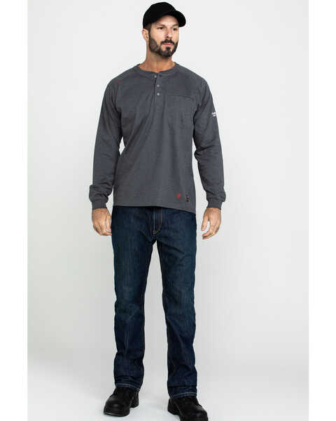 Ariat Men's FR Air Henley Long Sleeve Work Shirt - Big, Charcoal, hi-res