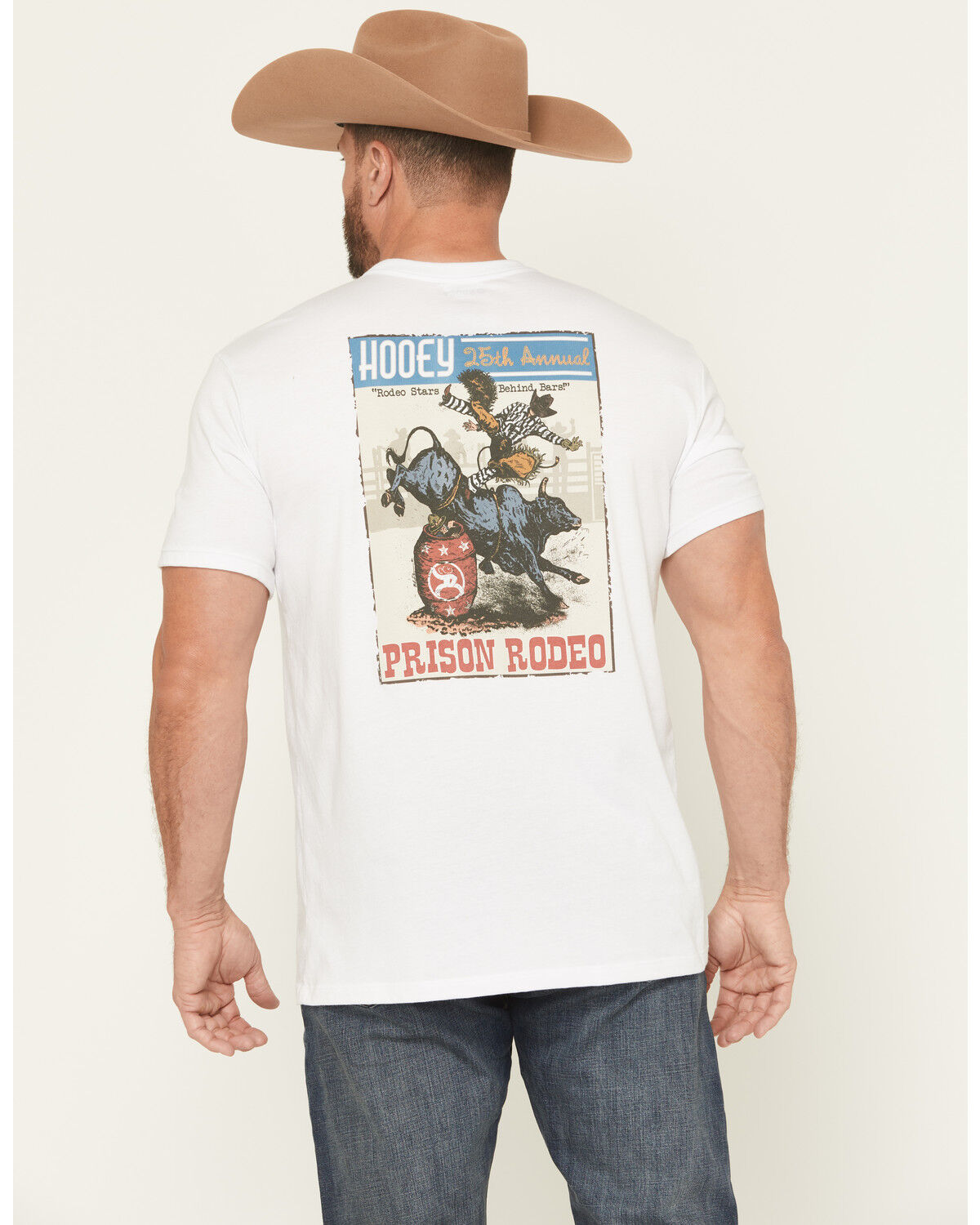 Image #1 - Hooey Men's Prison Rodeo Short Sleeve Graphic T-Shirt, White, hi-res