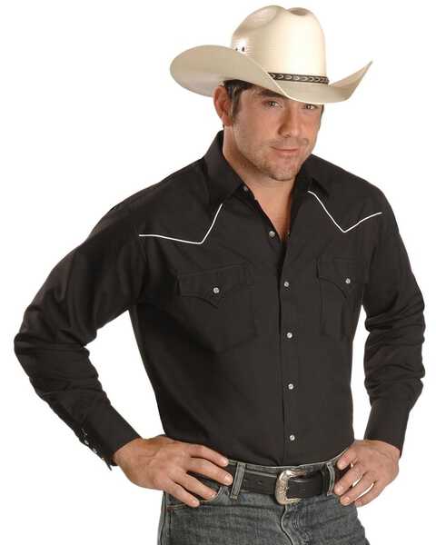 Image #1 - Ely Walker Men's Contrasting Piped Yoke Long Sleeve Western Shirt, , hi-res