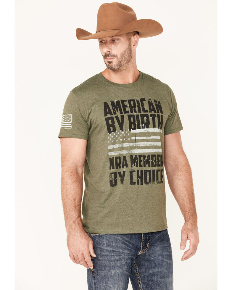 NRA Men's Heather Green American By Birth Graphic Short Sleeve T-Shirt , Green, hi-res