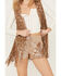 Wonderwest Women's Foiled Suede Vest, Brown, hi-res