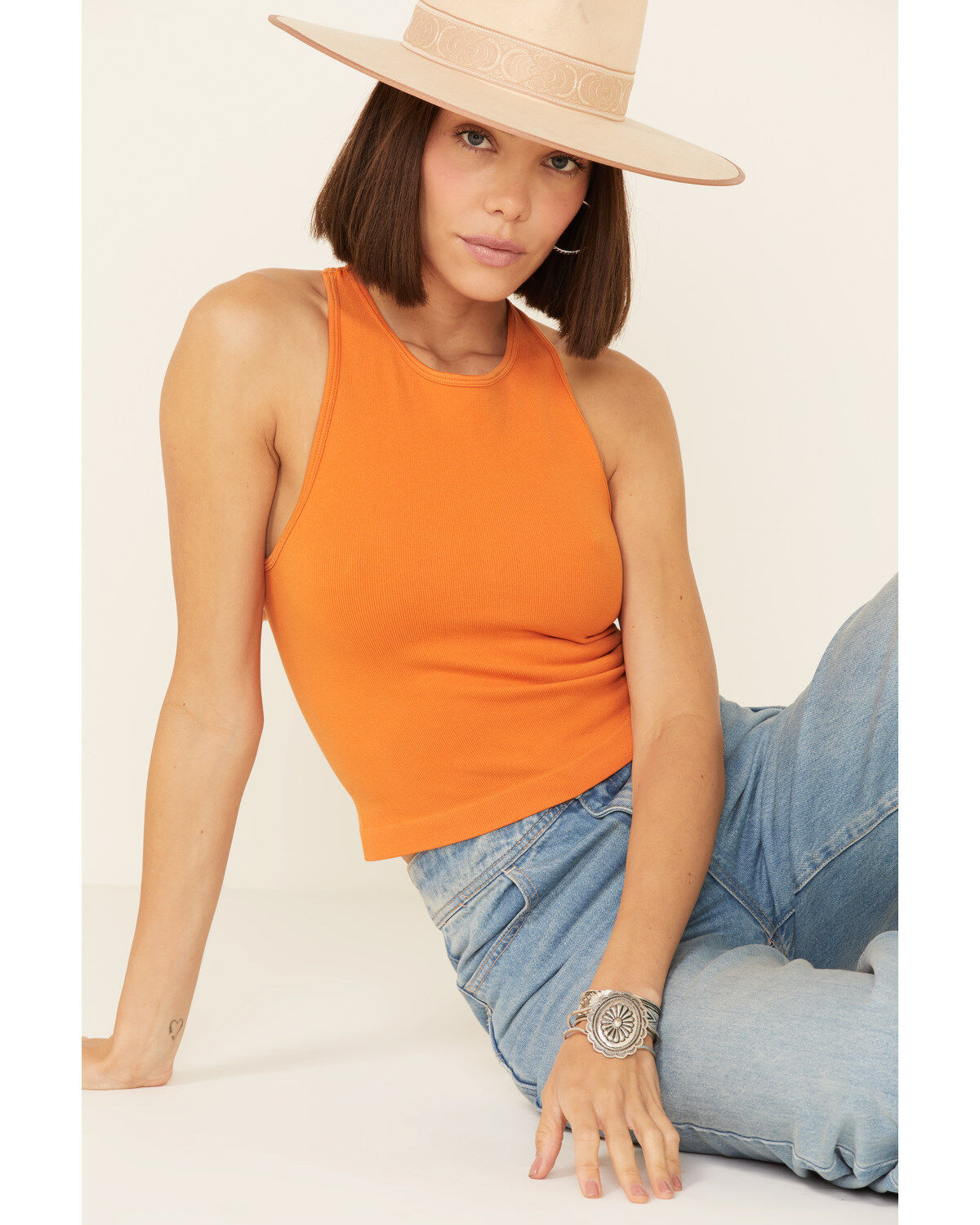 Image #1 - Free People Women's Hayley Racerback Brami, Orange, hi-res
