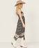 Image #3 - Wild Moss Women's Border Print Smocked Front Midi Dress, Blue, hi-res