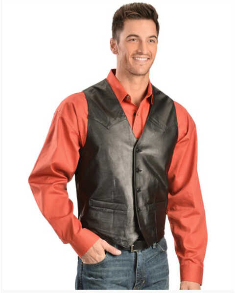 Image #5 - Scully Men's Basic Lambskin Vest, Black, hi-res