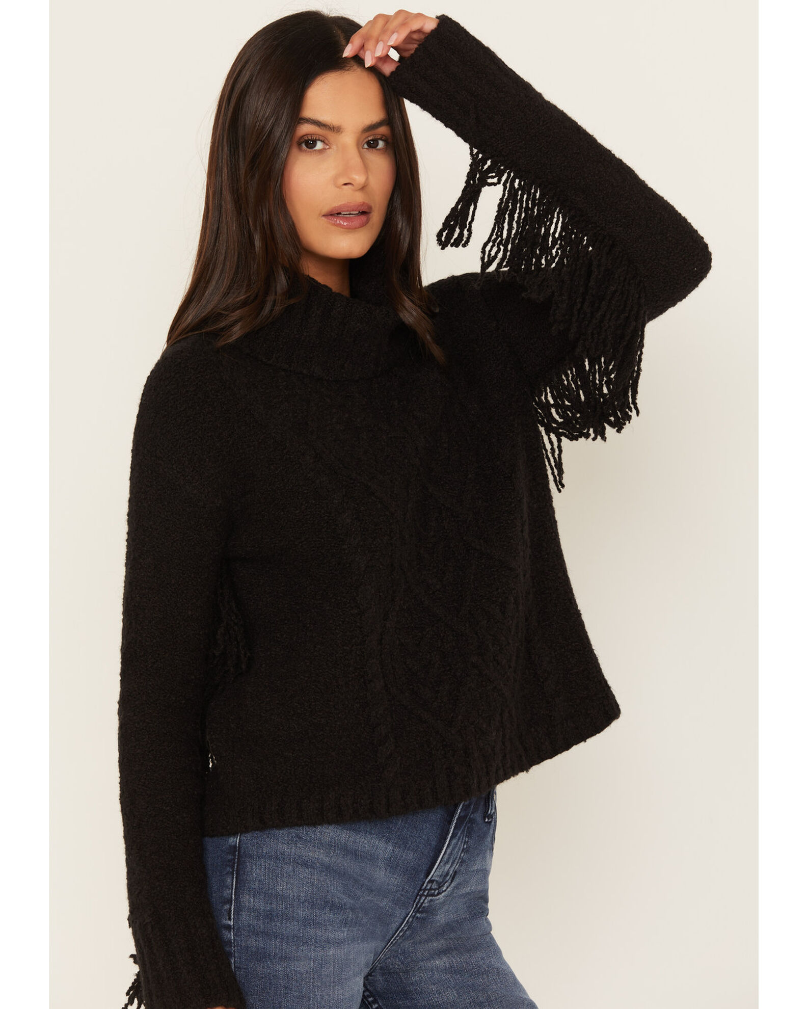 Black fringe sweater women's store